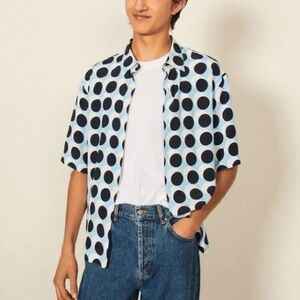 Sandro Blue and White Polka Dot Men's Shirt size L like new